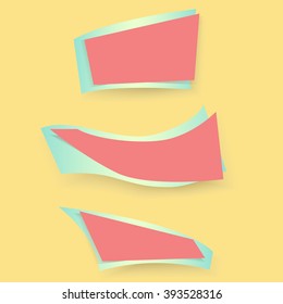 Banner vector. Set of three realistic 3d banners. Origami paper. Origami banner. Banners design. Creative design banner collection. Ribbon banner. Origami red ribbons. Eps 10