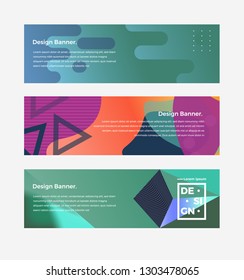 banner vector set for web design template.  Abstract geometric design banner template. header landing page Web Design Elements. easy edit.