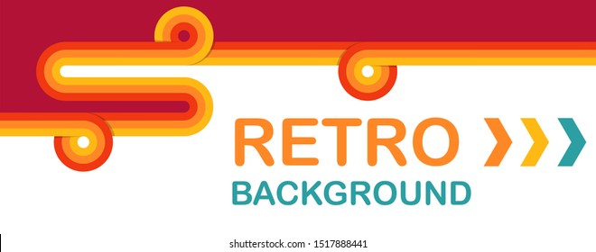Banner Vector. Simple retro background with rounded striped design element in color. Vector Illustration.