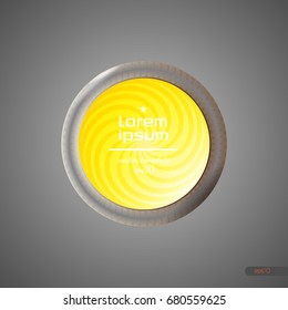 Banner Vector spiral illustration. Design Round shape. Stickers. Yellow, rays, sun, bright, warm 