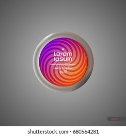 Banner Vector spiral illustration. Design Round shape. Stickers. Lilac, red, orange, yellow, swirling