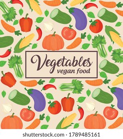 banner with vegetables, concept healthy and vegan food vector illustration design