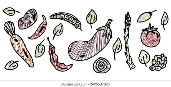 banner with vegetables in hand drawn style
