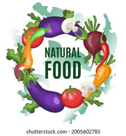  pancarta con verduras. Comer sano. ilustración vectorial. Plantilla de diseño de verduras frescas. Ilustración vectorial para el mercado de hortalizas.