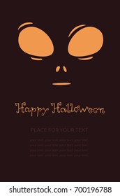 Banner vertical background with alien, Terrible character in a hat for holiday . Flyer or invitation template for Halloween party. Vector illustration.