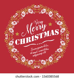 Banner very merry christmas, with texture beauty of white flower frame. Vector