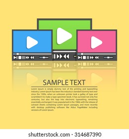 Banner video player. Video Player skin. Modern Video player. Vector illustration