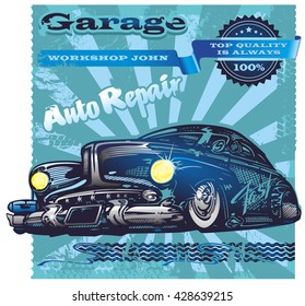 Banner vintage auto repair retro