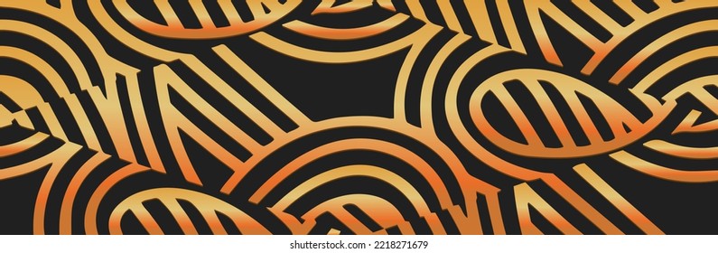 Banner, vintage cover design. Embossed tiger tropical 3d pattern of their stripes and lines on a black background, paper press, boho style. Tribal ethnicity, geometric texture.