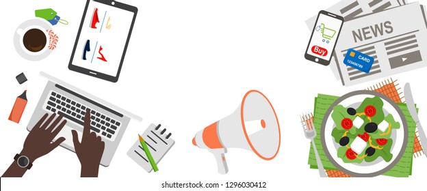 Banner. Virtual Paying Purchase. Online Store Business Sales. Vector Illustration