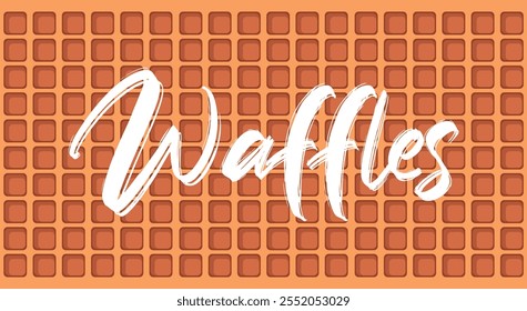 Banner with waffles. Banner for cafe with sweet waffles and raspberries.