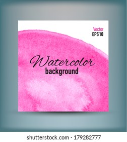 Banner with watercolor hand drawn texture. Vector illustration.
