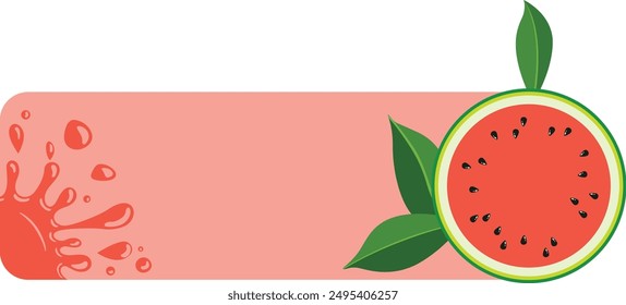 Banner with watermelon slice and splash juice
