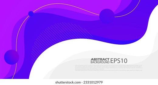 Banner wave design abstract background with line and shapes. Purple color background with white space for text. Eps10 vector