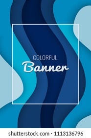 Banner with waves, paper cut out effect