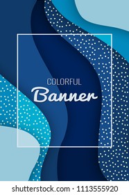 Banner with waves, paper cut out effect