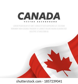 Banner with waving canadian flag. Modern illustration. National flag of Canada. Design for greeting card, holiday banner, flyer, poster.