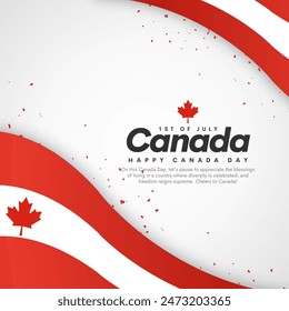 Anuncio con banderas canadienses. Ilustración moderna Bandera nacional de Canadá. Diseño para tarjeta de felicitación, Anuncio de vacaciones, volante, cartel.