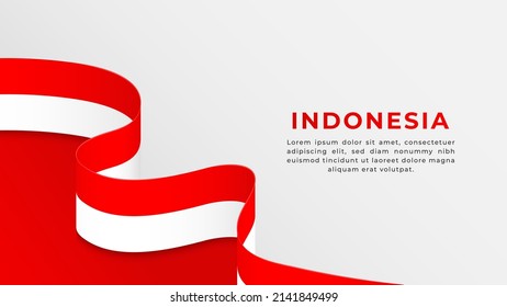 Banner with wavy Indonesia ribbon flag