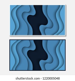 Banner with wavy lines. Abstract wavy paper cut background.