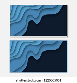 Banner with wavy lines. Abstract wavy paper cut background.