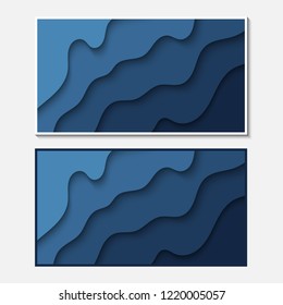 Banner with wavy lines. Abstract wavy paper cut background.