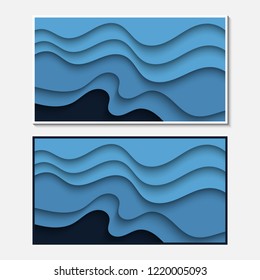 Banner with wavy lines. Abstract wavy paper cut background.