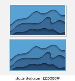 Banner with wavy lines. Abstract wavy paper cut background.