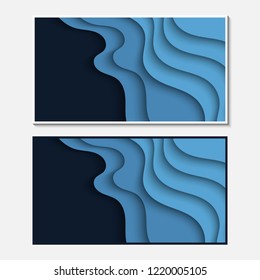Banner with wavy lines. Abstract wavy paper cut background.