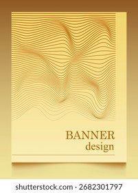 Un Anuncio con líneas onduladas. Una Plantilla abstracta. Tema amarillo-marrón. Ilustración vectorial