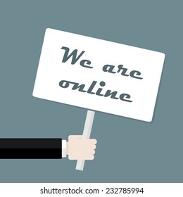 Banner with We Are Online message vector illustration
