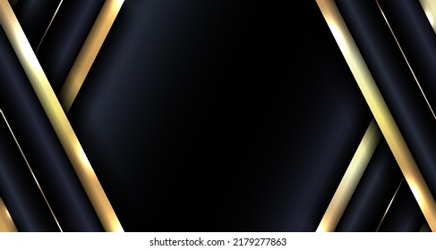 Banner web design abstract glowing gold metallic overlapping diagonal on blue background luxury style. Vector illustration
