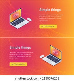 Banner Web Design Colorful template with Notebook. Perfect for Ad, invitation presentation web Header Page Cover Isolated Vector illustration