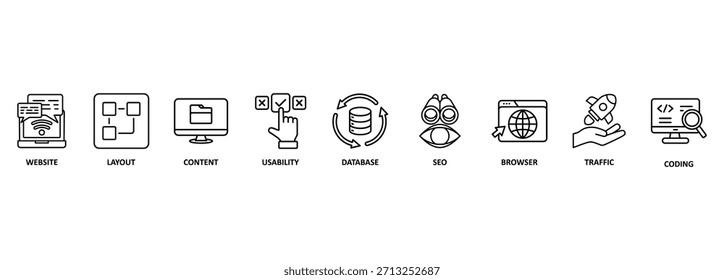 Concepto de Diseño web de Anuncio. Gráfico con Palabras claves e íconos