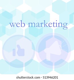 Banner for web design, seo, social media and pay per click internet advertising. Web marketing, vector