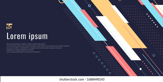 Banner web design template dynamic geometric pattern diagonal stripes line elements on blue background. Vector illustration