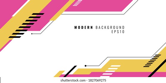 Plantilla de diseño web de banner diseño geométrico rosa y amarillo sobre fondo blanco. Ilustración del vector