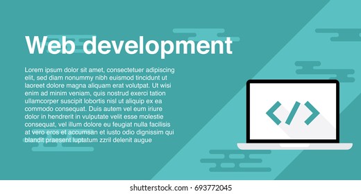  Banner of web development concept. Web development illustration.