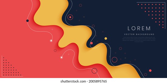 Banner web modern yellow and red fluid shape on dark blue background with copy space for text. You can use for ad, poster, template, business presentation. Vector illustration