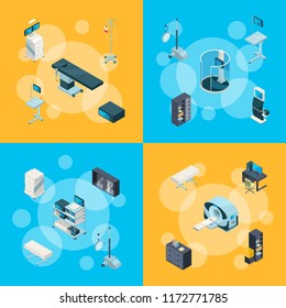 Banner and web page vector isometric hospital icons infographic concept illustration