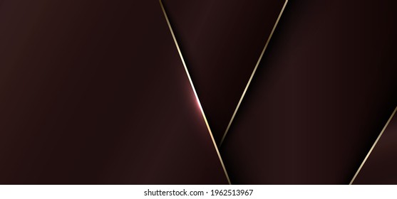 Banner web template 3D brown metallic shiny with gold line overlapping background luxury style. Vector illustration