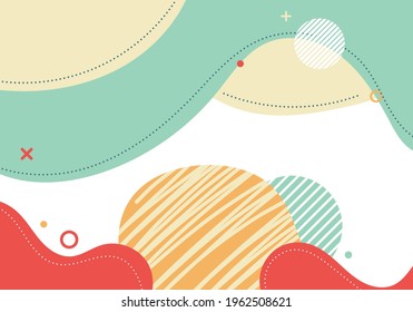 Banner web template abstract green organic fluid shape with circle line pattern on white background. Vector illustration