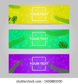 Banner web template design, with nature, summer, tropical, leaf and background blurred bokeh design