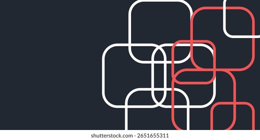 Diseño de Plantilla de Web de Anuncio cuadrados redondeados geométricos azul y rojo sobre fondo negro con espacio para su texto. EPS 10