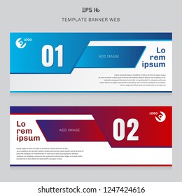 Banner web template layout abstract geometric red and blue color corporate business concept cover header background for website design. Vector illustration