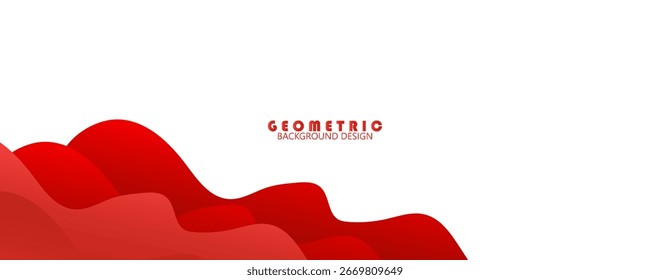 Banner web template red fluid or liquid shape with geometric elements on white background. eps10,website