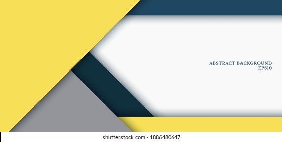 Banner web template yellow, grey, blue color trend 2021 triangle geometric overlap layer on white paper background design space for your text. Vector illustration