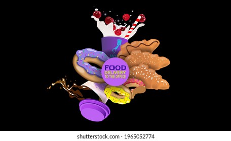 Banner for a website with donuts and croissants. Vector banner.
