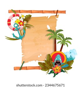 Banner for welcome to exotic countries, tropical paradises, beaches and sea resorts.