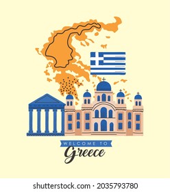 cartel de bienvenida a grecia